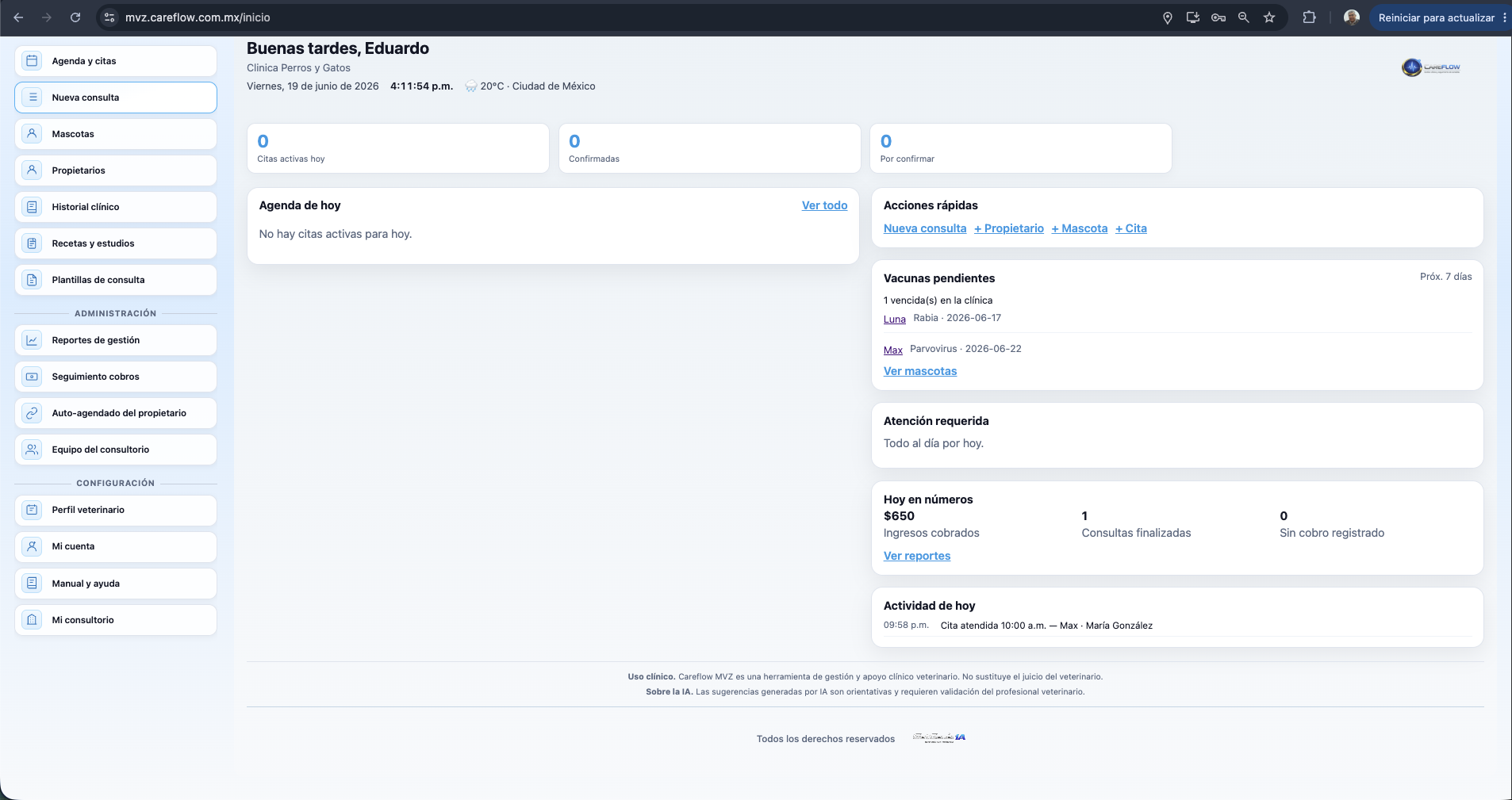 Careflow — expediente clínico
