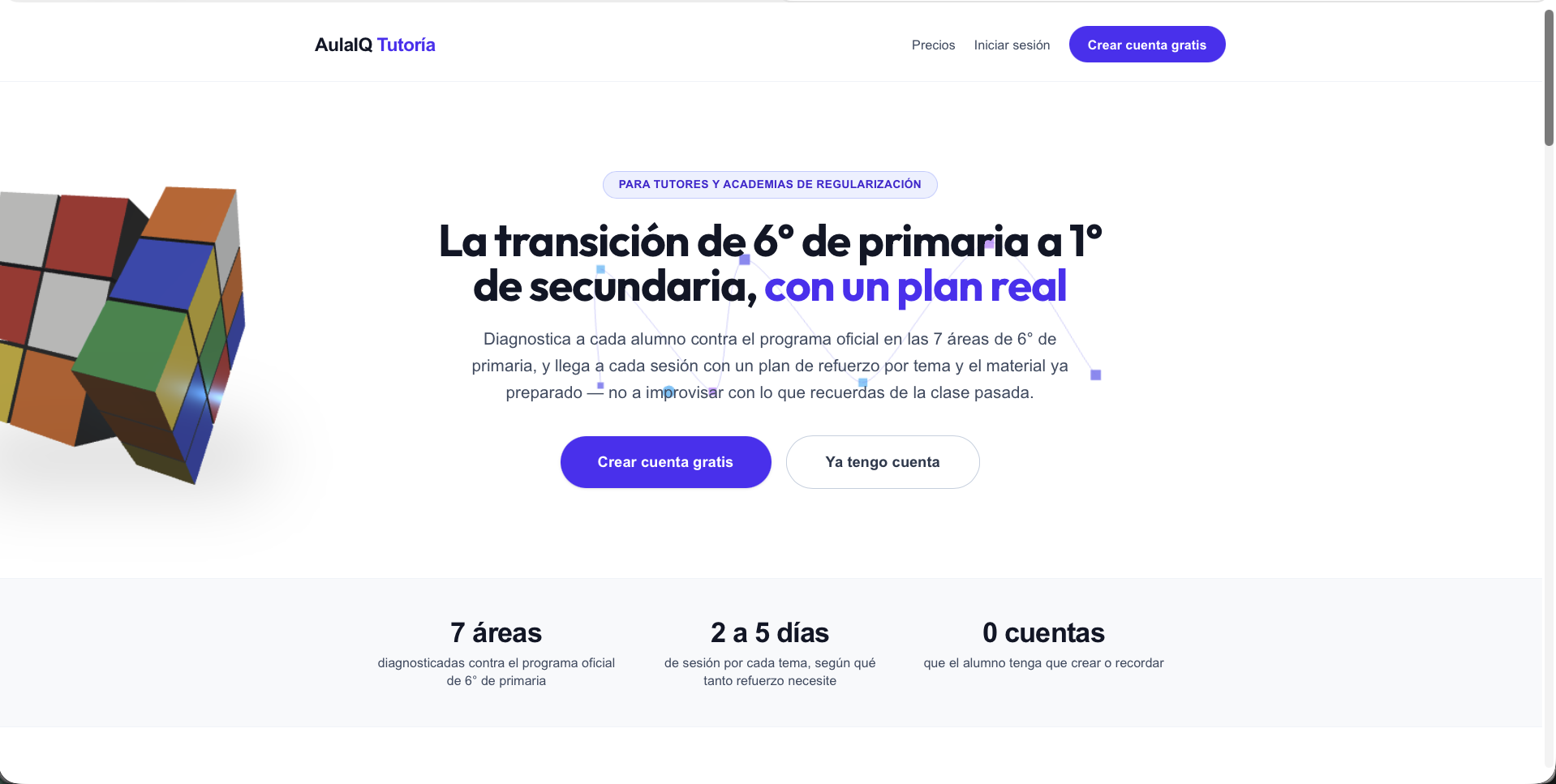 Landing de AulaIQ Tutoría