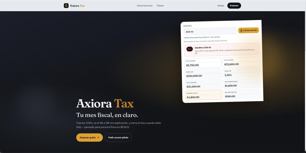 Landing de Axiora Tax